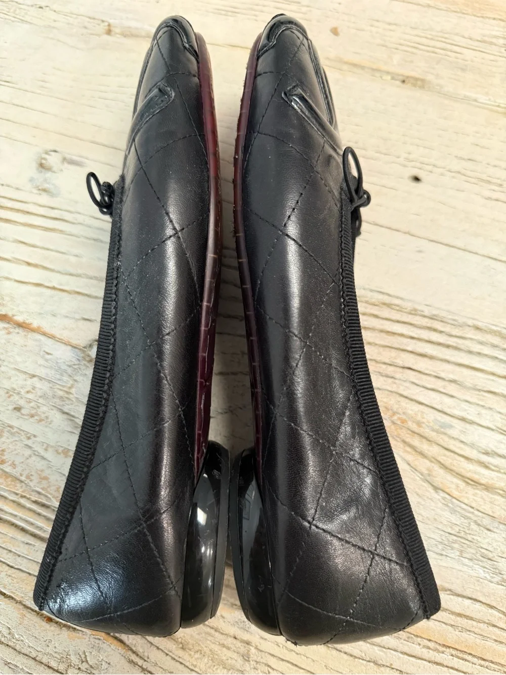 Chanel Cambon Italian Black Leather ballet flats size 37 - Picture 10 of 17